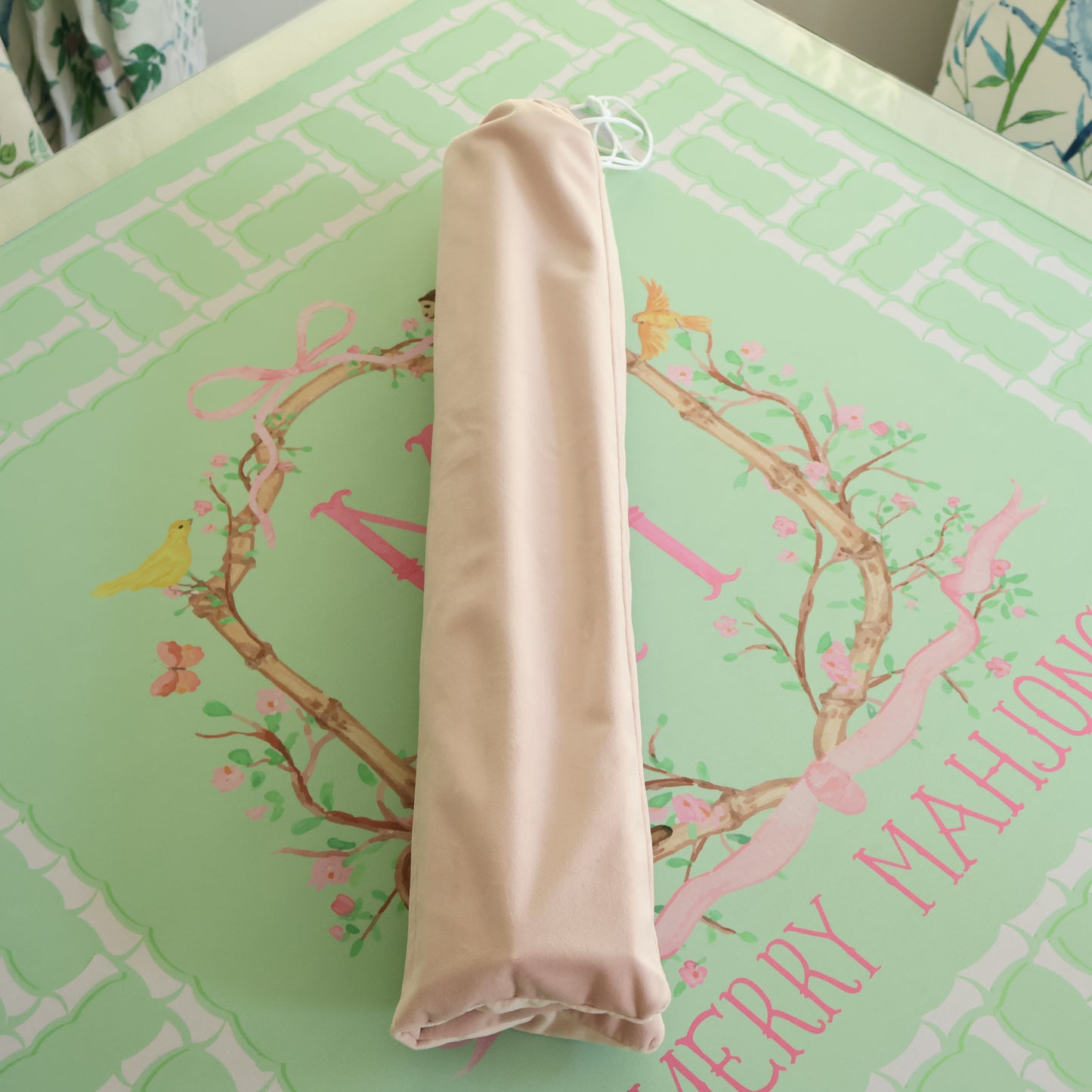 Luxury Pink Velvet Mahjong Rack Bag