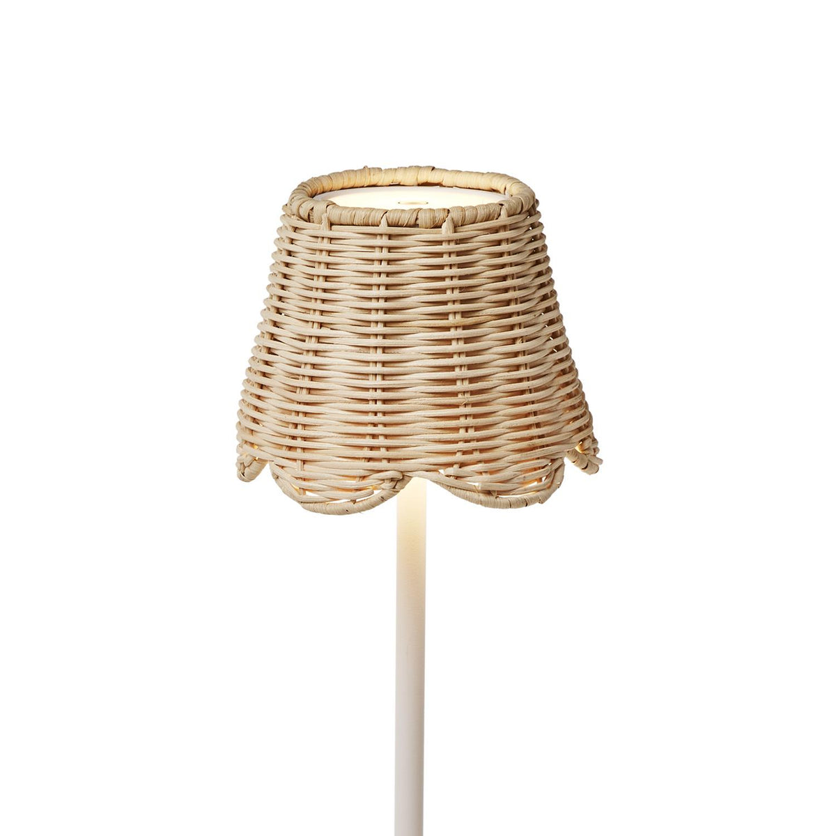 Rattan Lampshade Cover with Scalloped Edge (fits most LED lamps) - Rattan / Iron / Silicone