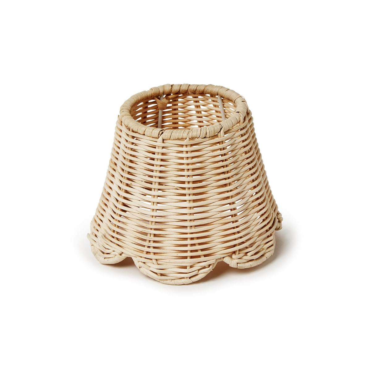 Rattan Lampshade Cover with Scalloped Edge (fits most LED lamps) - Rattan / Iron / Silicone