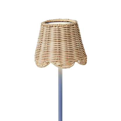 Rattan Lampshade Cover with Scalloped Edge (fits most LED lamps) - Rattan / Iron / Silicone