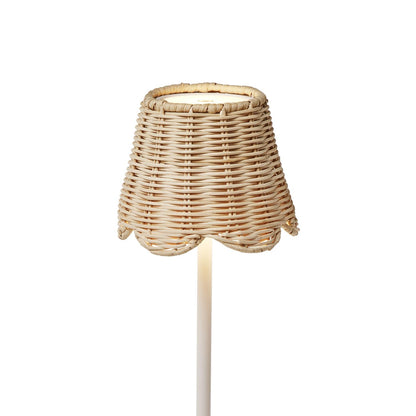 Rattan Lampshade Cover with Scalloped Edge (fits most LED lamps) - Rattan / Iron / Silicone