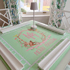 Mahjong Mat Lattice Green Monkey Logo Mat