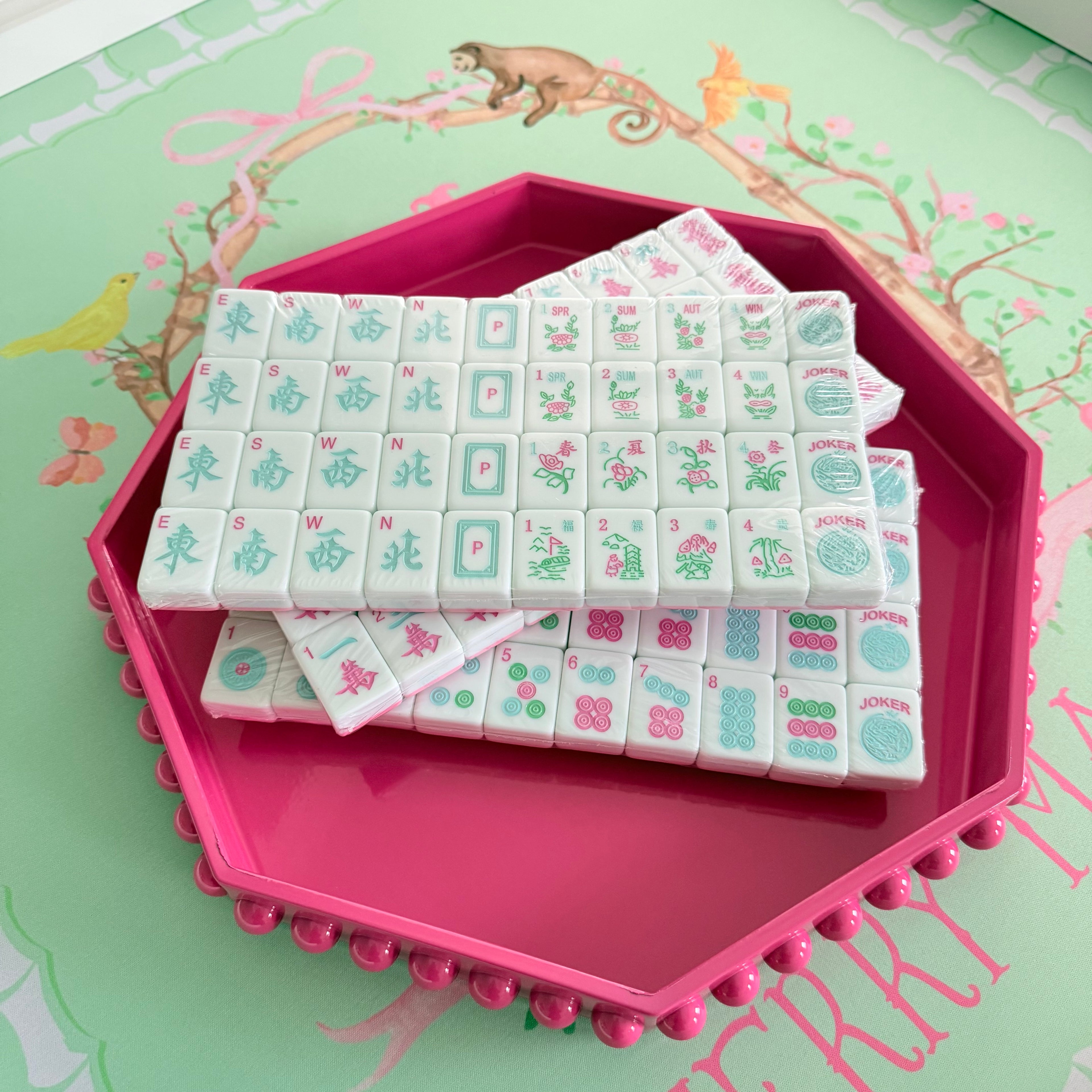 Cabana Pink Spring Pastel Edition American Mahjong Set (Presale) – 30mm Tiles with Acrylic Racks