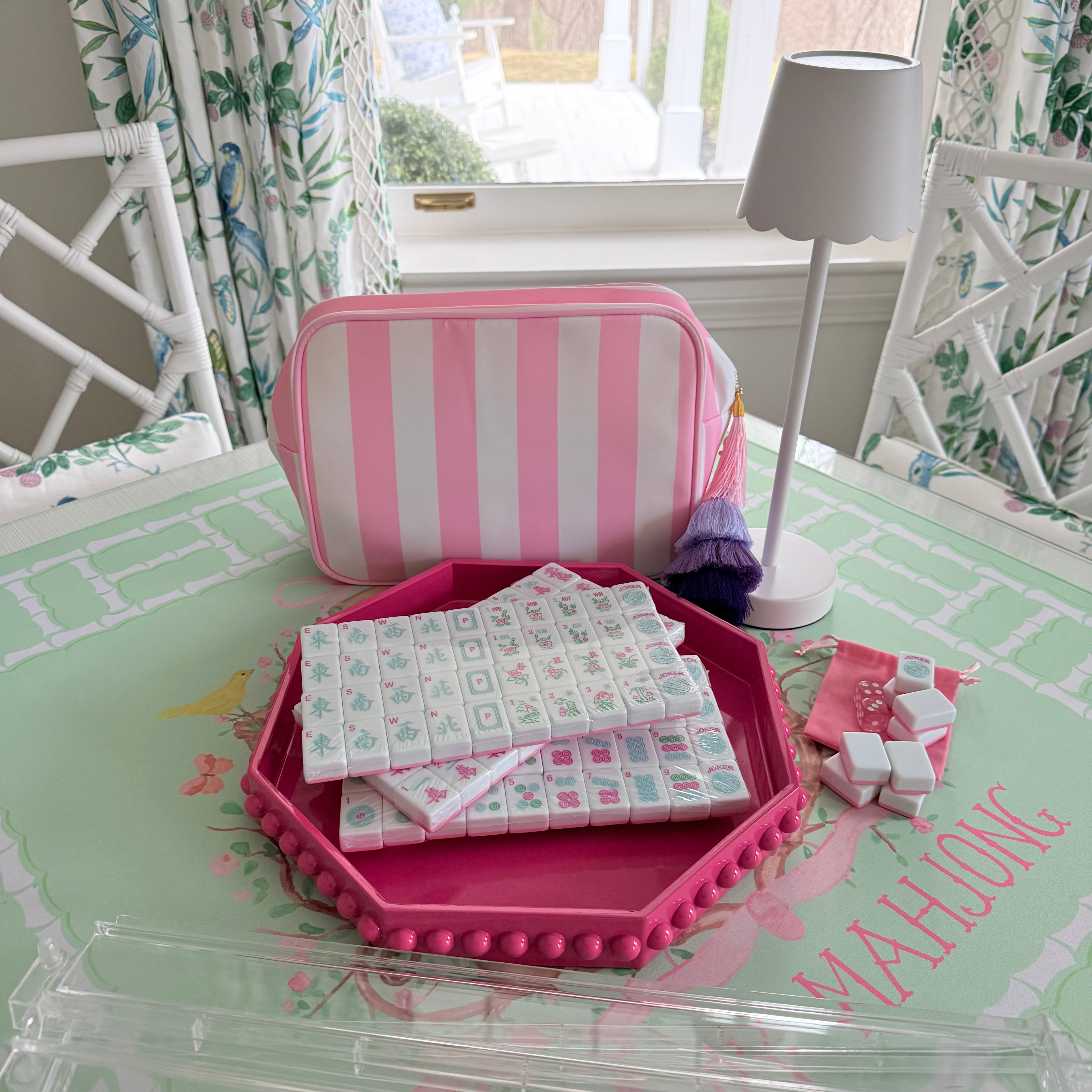 Cabana Pink Spring Pastel Edition American Mahjong Set (Presale) – 30mm Tiles with Acrylic Racks