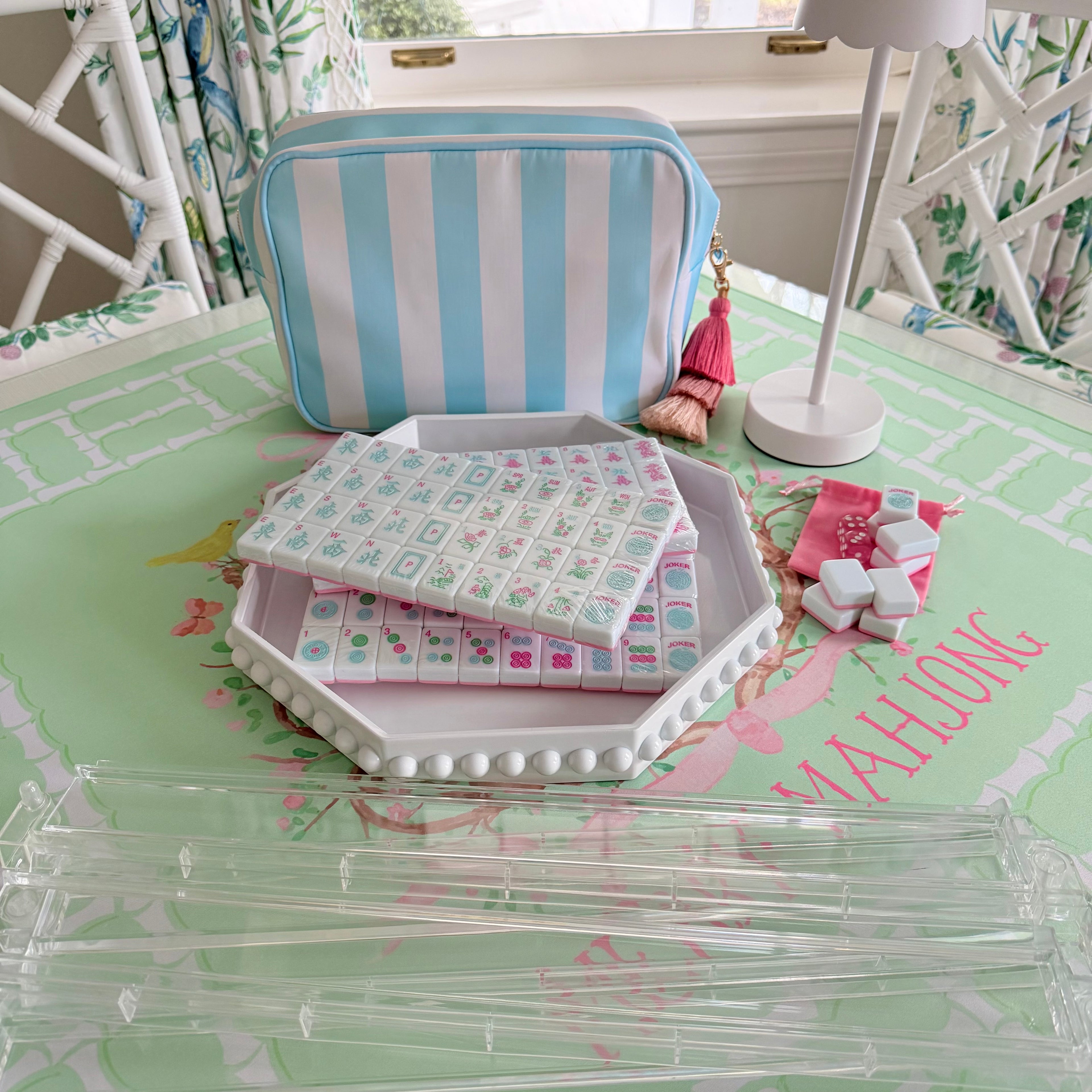 Cabana Pink Spring Pastel Edition American Mahjong Set (Presale) – 30mm Tiles with Acrylic Racks