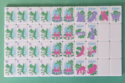 Southern Springs American mahjong tile set showing packaged tile layout with jokers and winds (NEWS)