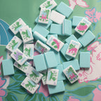 Southern Springs American mahjong tile set showing tile back design with winds (NEWS) and jokers