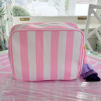 Clear acrylic mahjong racks with 30mm pink tiles and pink striped storage bag