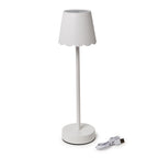 White cordless LED table lamp with USB charging cable